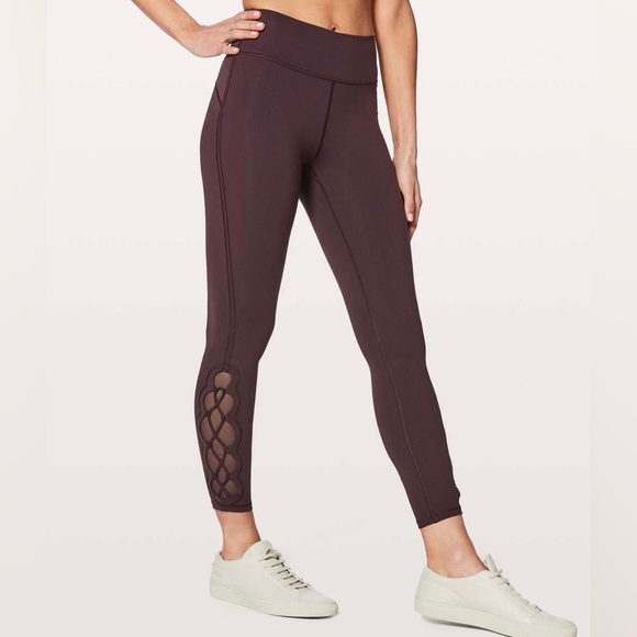 lululemon athletica Pants - Lululemon Tied To It 7/8 Leggings in Black Cherry SZ 4